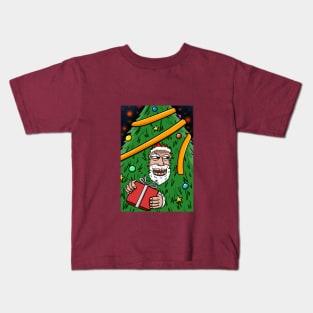 Santa claus hide in christmas tree Kids T-Shirt